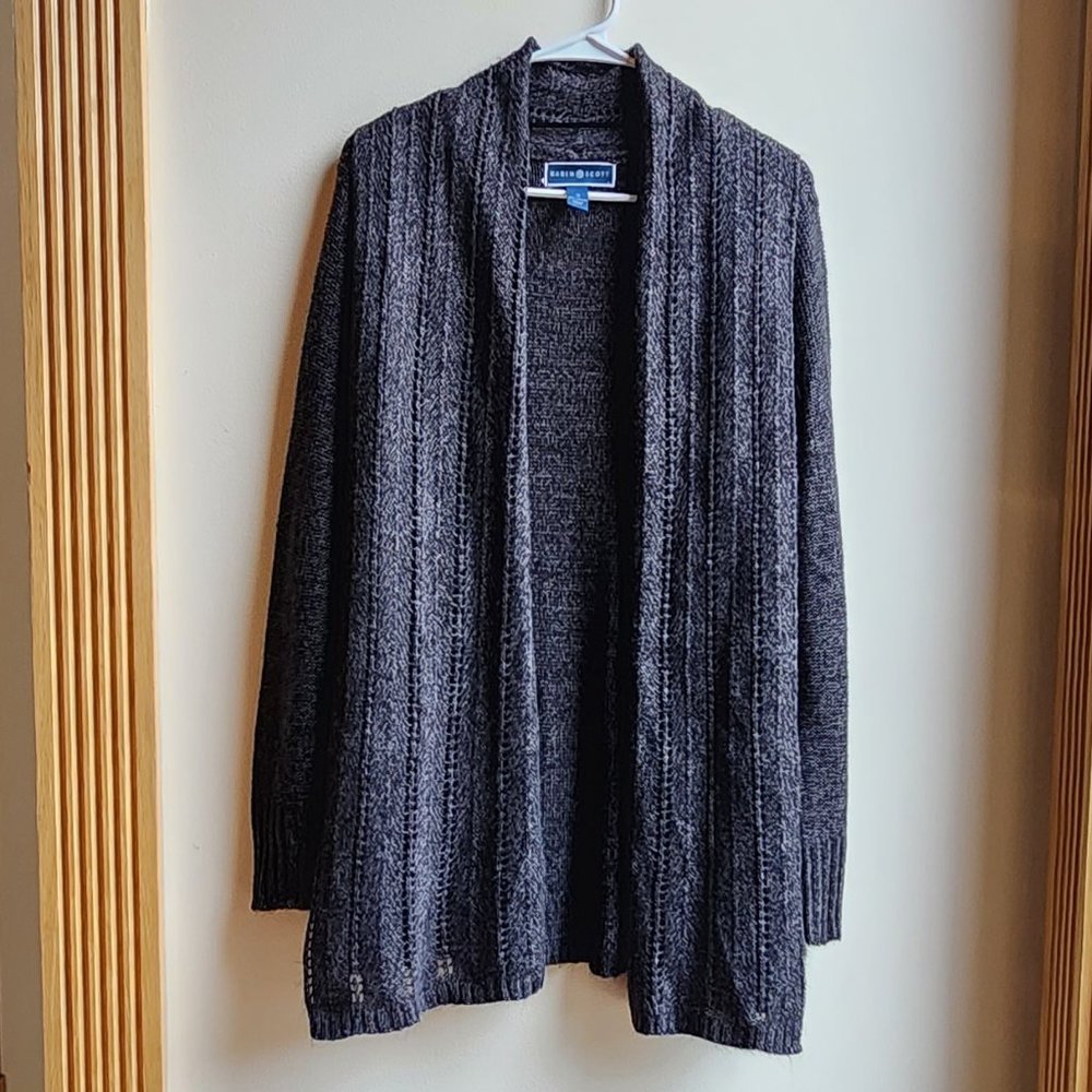Karen Scott Charcoal Gray Open Cardigan Size Small